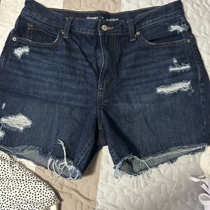 Old Navy Women's Dark Blue Distressed Jean Shorts